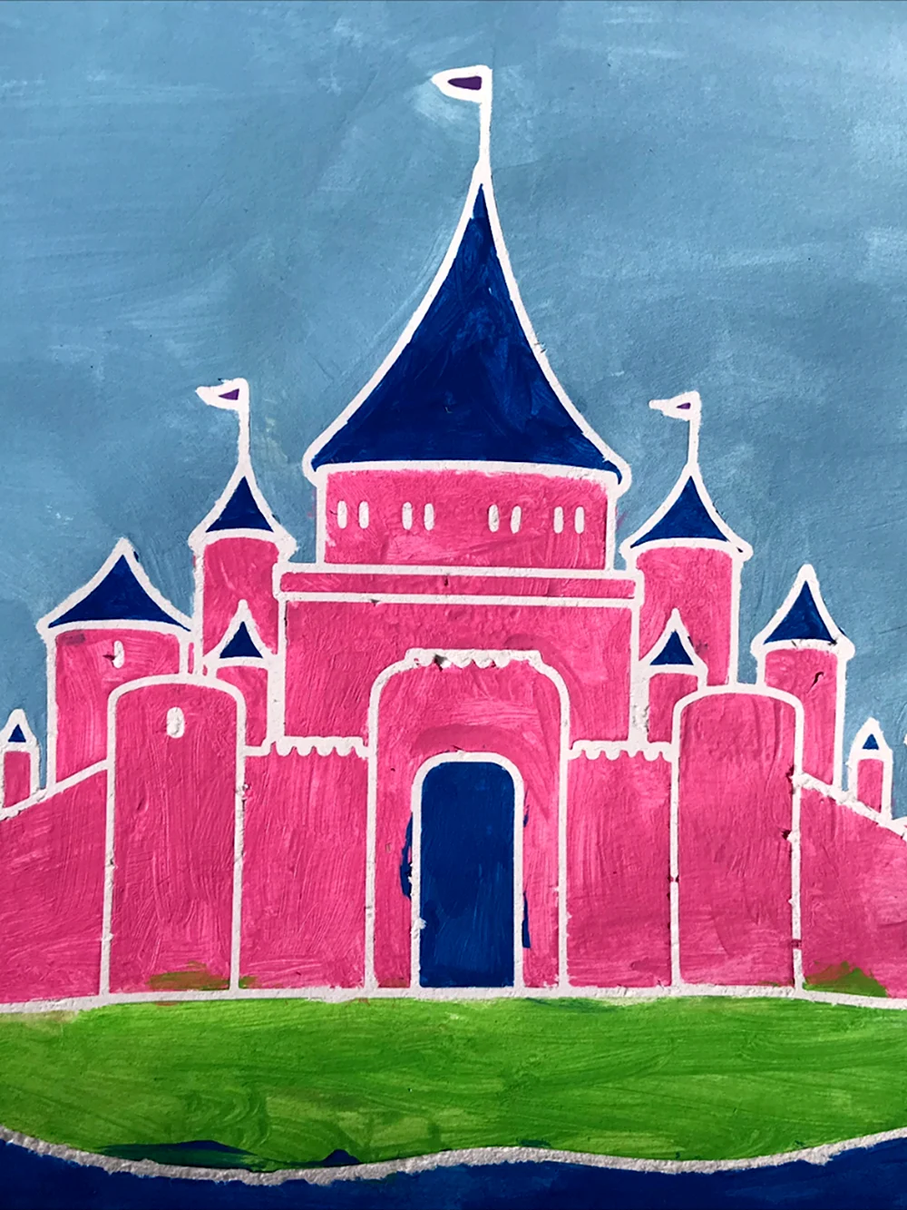 Замок рисунок для детей красками