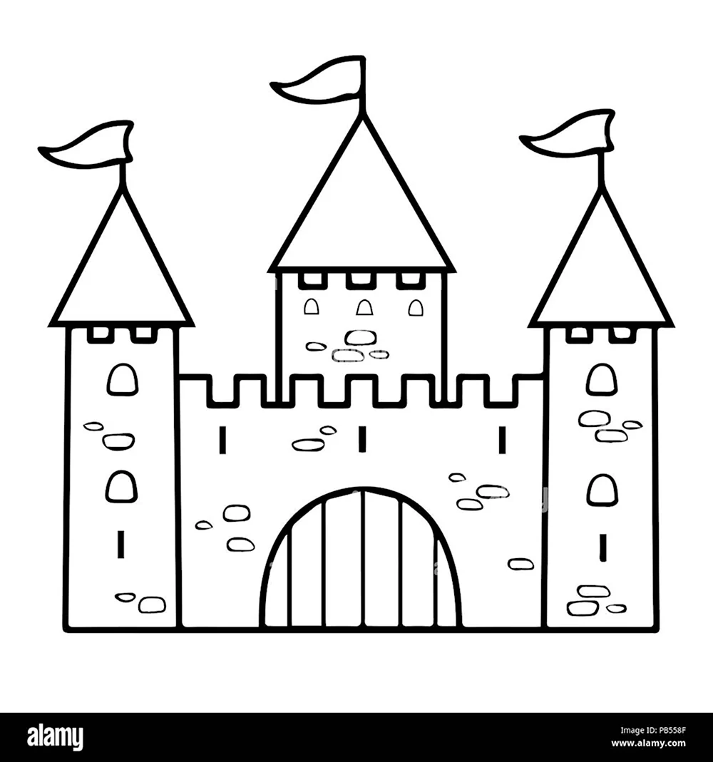 Замок с тремя башнями раскраска