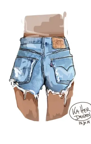 Зарисовка джинсовых шорт