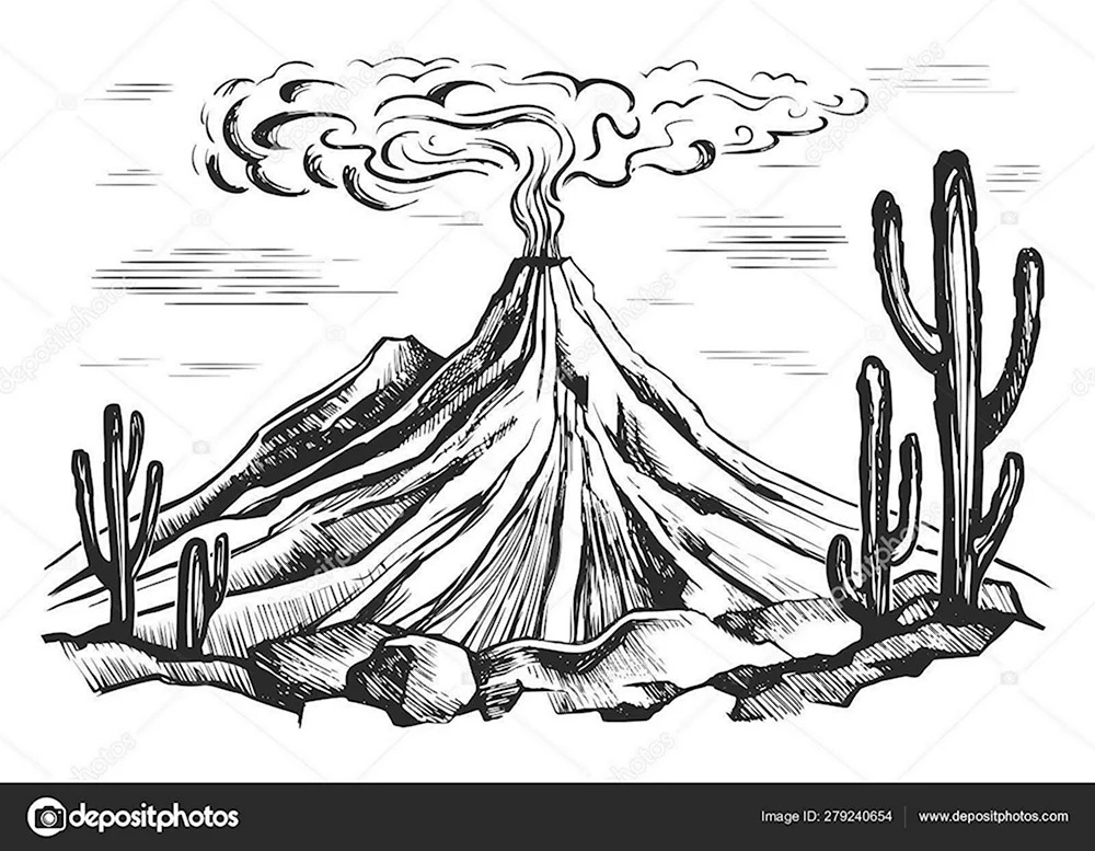 Зарисовка вулкана
