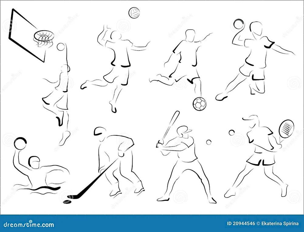 Зарисовки человека в движении определенного вида спорта