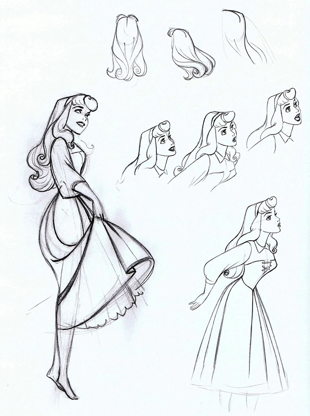 Зарисовки Диснеевских принцесс Уолт Дисней