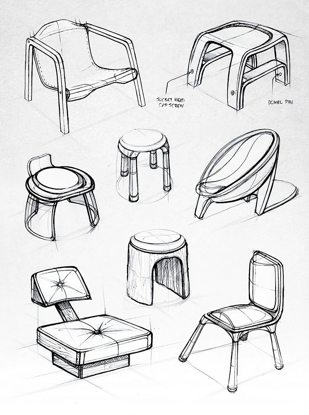 Зарисовки предметов мебели