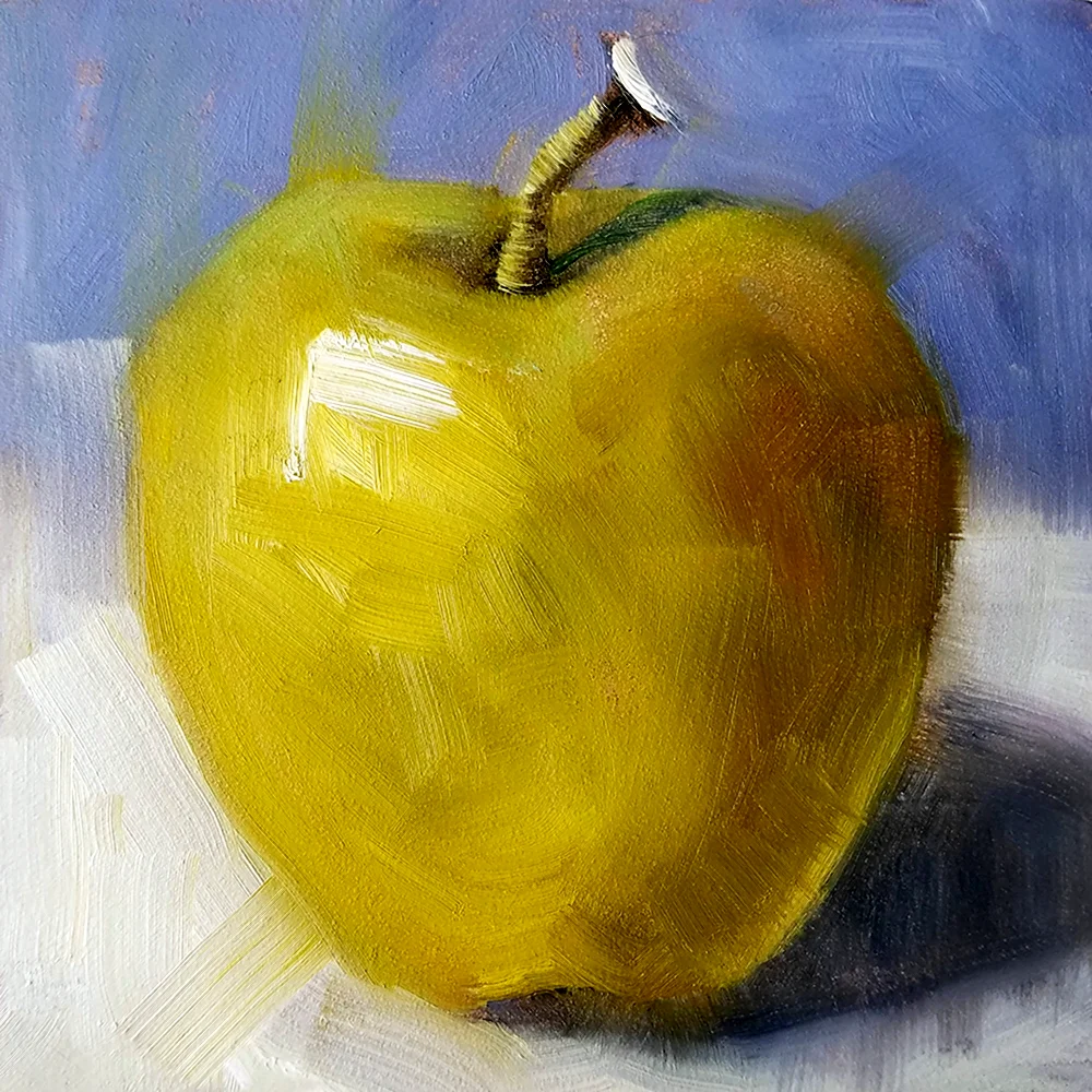 Желтое яблоко живопись