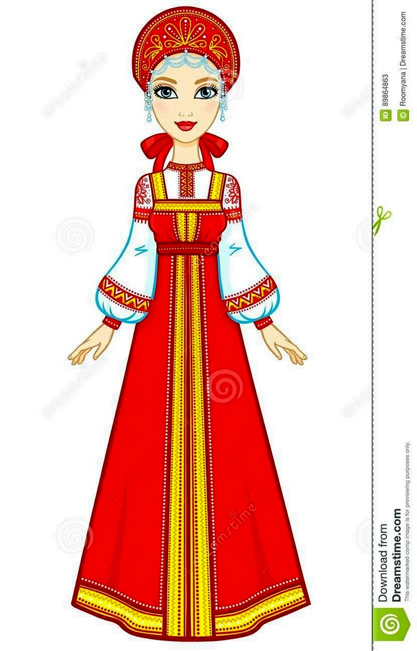 Женщина в русском народном костюме рисунок