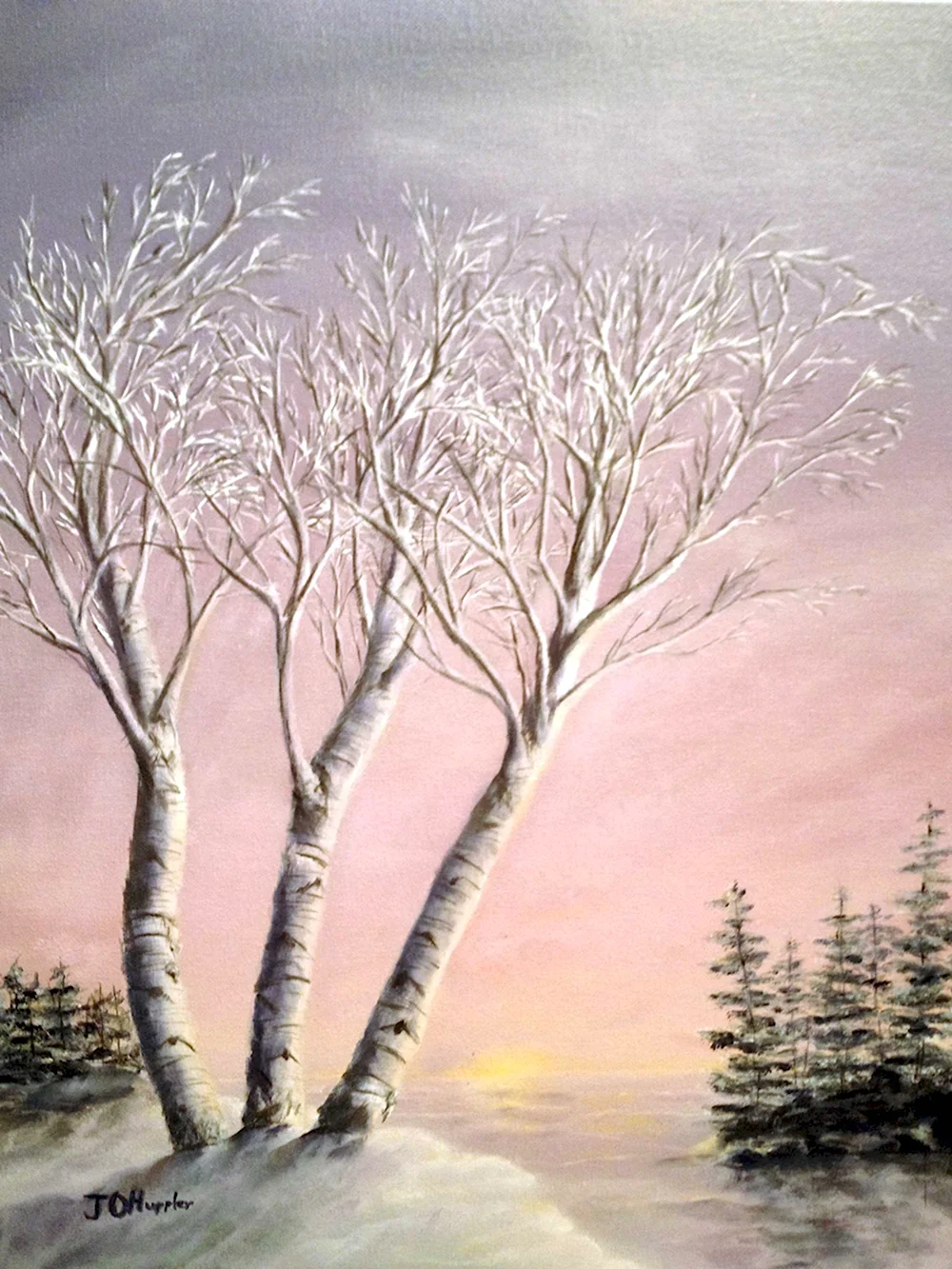 Зимнее дерево живопись