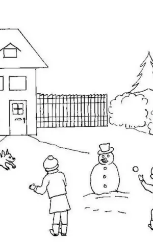 Зимний двор детский рисунок