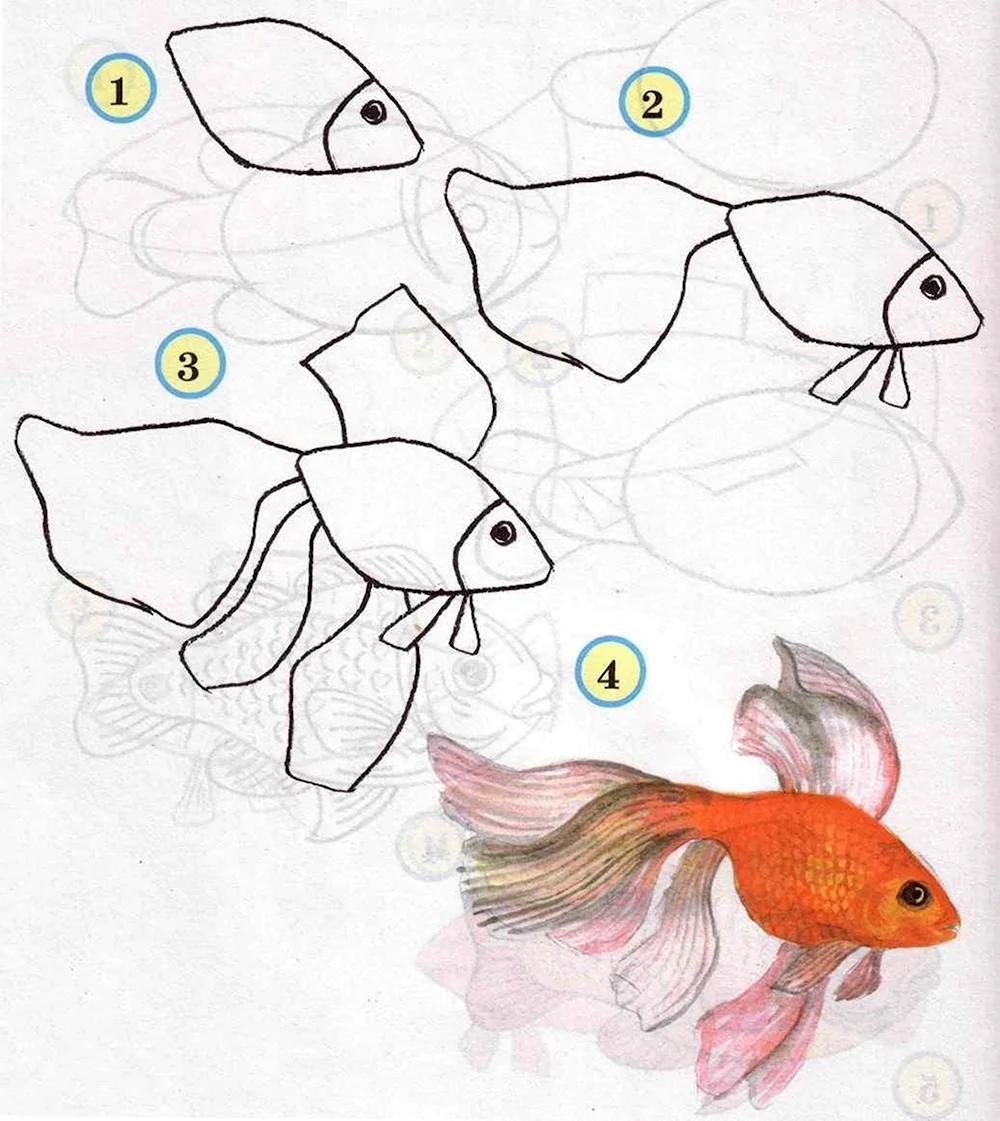 Золотая рыбка рисунок простой