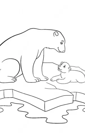Белый медведь на льдине раскраска
