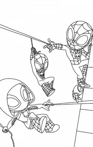 Человек паук и его друзья раскраска