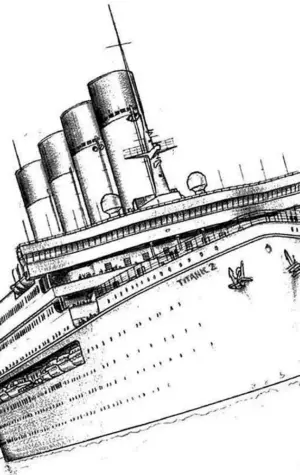 Чертеж Титаника сбоку