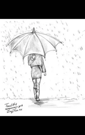 Девочка с зонтом рисунок карандашом