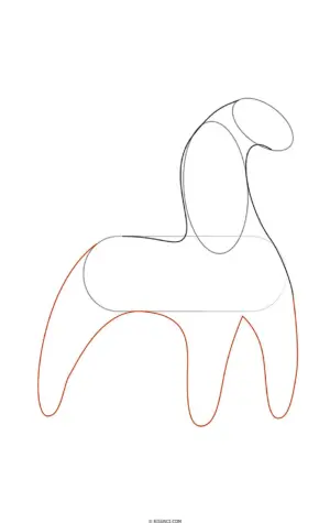 Этапы рисования дымковского коня