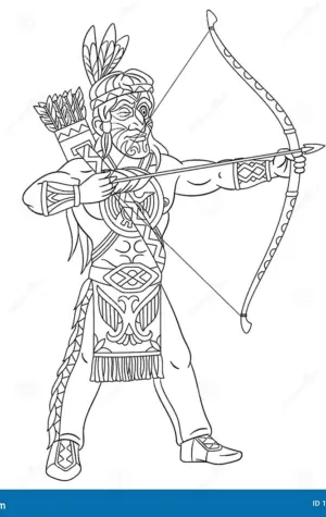 Индеец с луком и стрелами рисунок