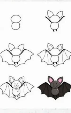Как нарисовать летучую мышь легко