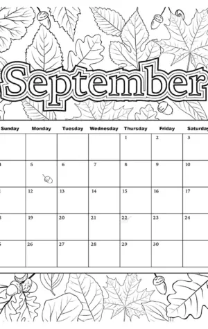 Календарь раскраска на сентябрь