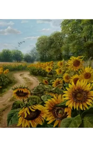 Картина поле подсолнухов Ван Гог