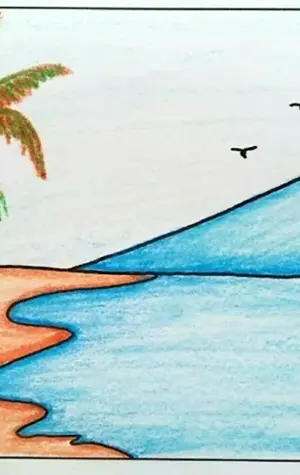 Море детский рисунок карандашом