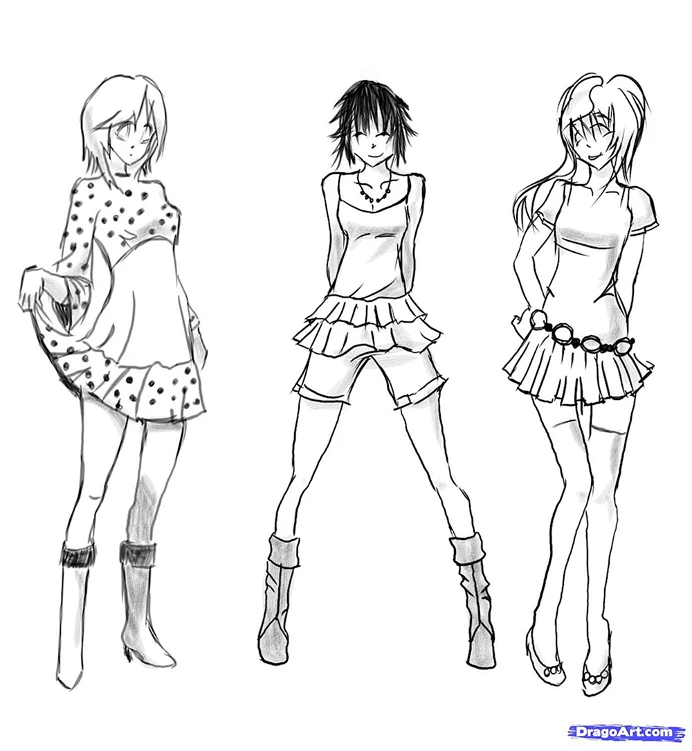 Одежда для девочек аниме для рисования
