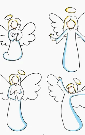 Поэтапное рисование ангела для детей