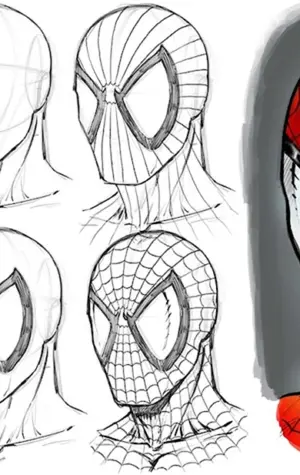 Поэтапное рисование человека паука