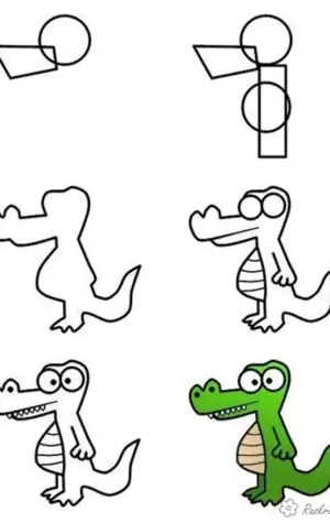 Поэтапное рисование крокодила