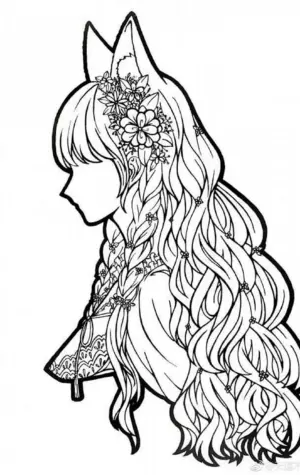 Раскраска девочки с длинными волосами