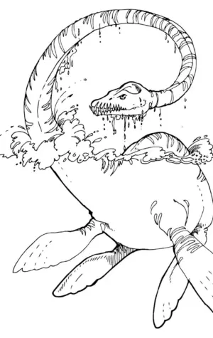 Раскраска динозавр Эласмозавр