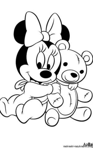 Раскраска для детей Микки Маус и мини Маус