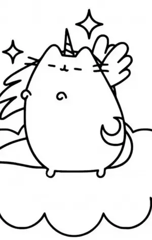 Раскраска кот Пушин Единорог