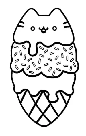 Раскраска кот Пушин мороженое