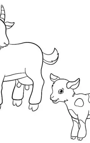 Раскраска коза с козленками