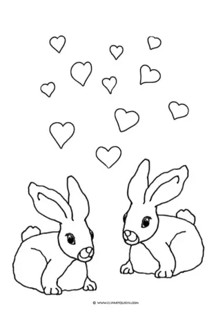 Раскраска заяц с сердечком