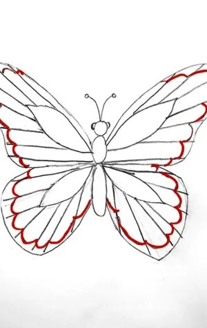 Рисунок бабочки карандашом с переливом