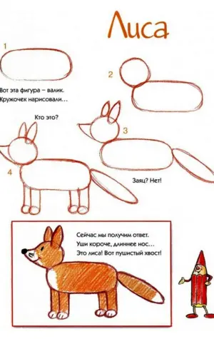 Схемы рисования животных для детей