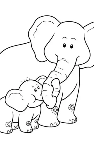 Слон со слоненком раскраска для детей