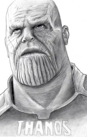 Танос рисунок Марвел карандашом