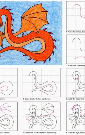 Урок рисование дракон для детей