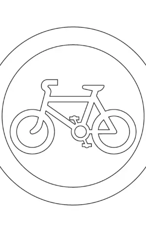 Велосипедная дорожка дорожный знак для раскрашивания