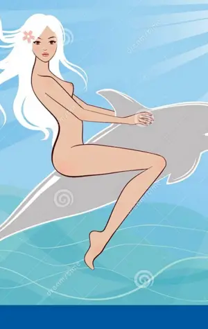 Женщина на дельфине рисунок