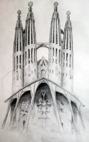 Архитектура Антонио Гауди карандашом