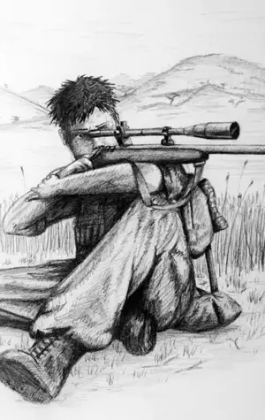 Человек с винтовкой на рисование