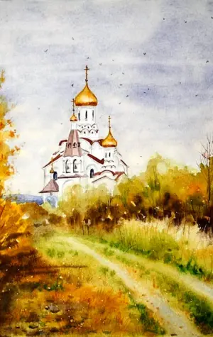 Деревенская Церковь рисунок