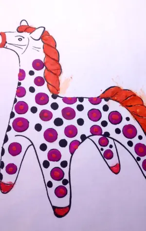 Дымковская роспись лошадка