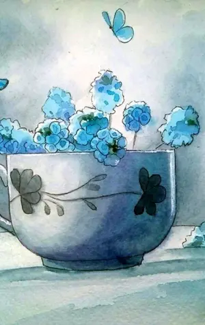 Голубая чашка Гайдар рисунок