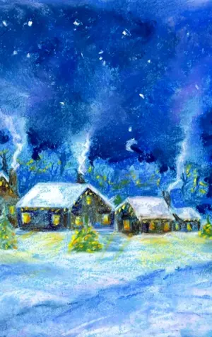 Голубые зимние домики