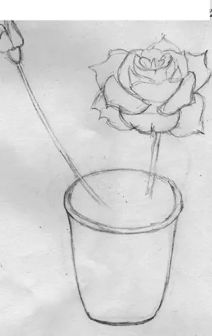 Как рисовать розу в горшке
