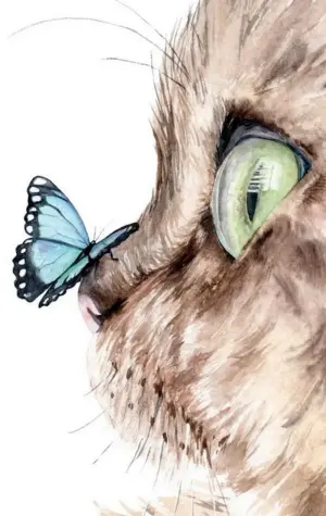 Картина кот с бабочкой на носу
