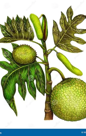 Хлебное дерево Ботаническая иллюстрация