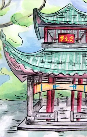 Храм пагода в Японии рисунок